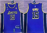 Men's Los Angeles Lakers #15 Austin Reaves Purple With NO.6 Patch Stitched Basketball Jersey,baseball caps,new era cap wholesale,wholesale hats